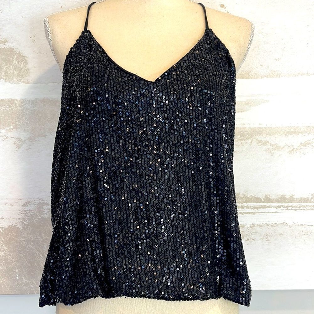 Sequin V-Neck Racerback Cami Top - Size Large - by Venti6